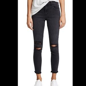 J Brand Black Mercy Distressed Crop Jeans